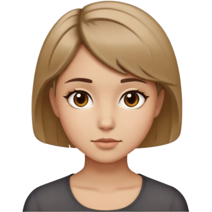 Chica con el pelo rubio oscuro y ojos café y cabello corto emoji