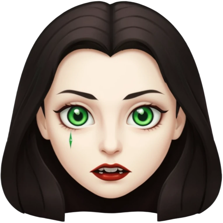 Faça uma vampira com olhos verdes e cabelos morenos emoji