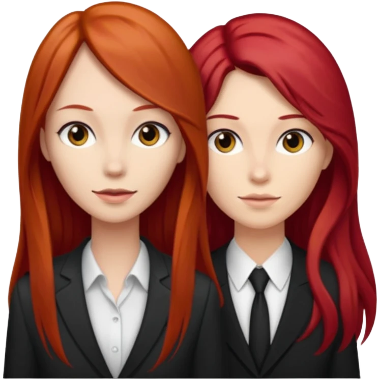 Mujer flaca con cabello largo color rojo color de piel blanca, hombre de color medio moreno con cabello color negro, flaco emoji