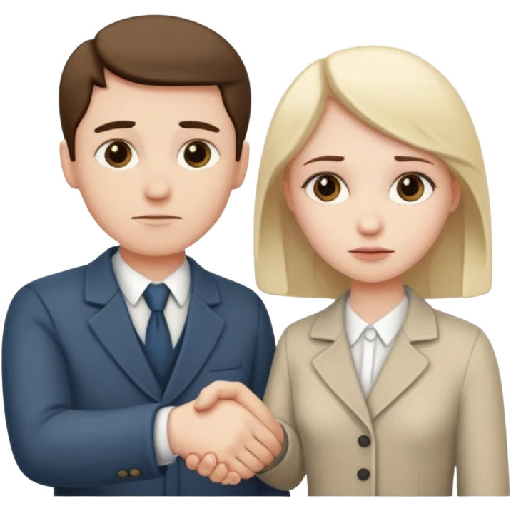 a sad couple shakes hands emoji