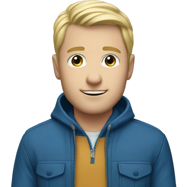 blonde guy with blue eyes wearing blue jacket emoji