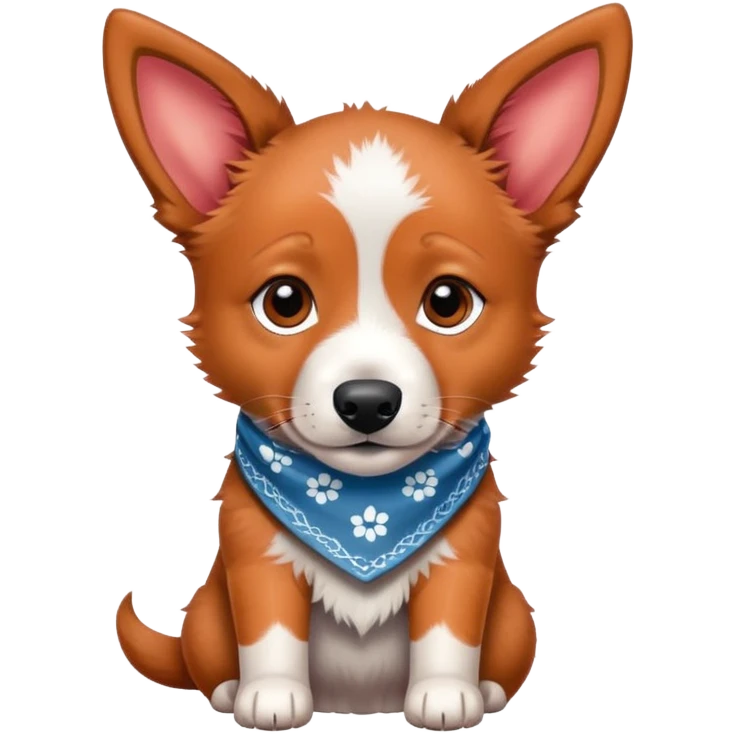 Red heeler puppy wearing a bandana around neck emoji