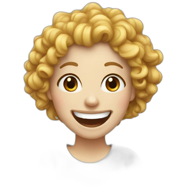 Curly white girl laughing emoji