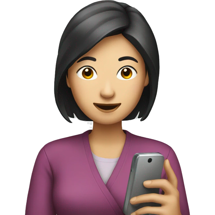 Asian woman with phone  emoji