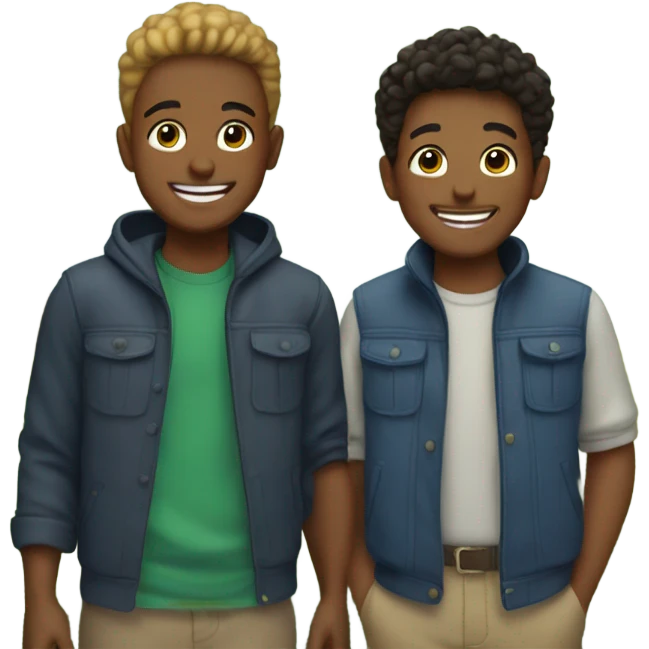 boys smiling outdoors together emoji