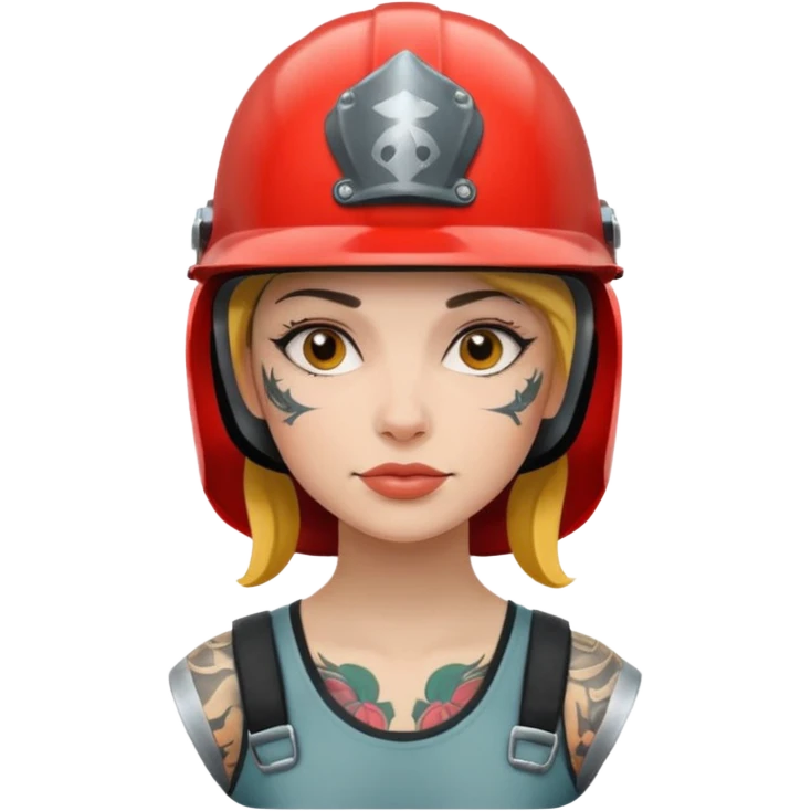 tattooed woman in helmets emoji