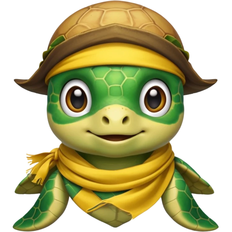 cute sea turtle wearing a yellow pirate scarf emoji