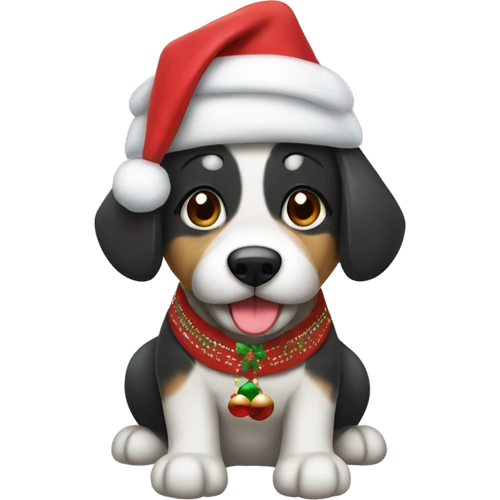 romanian strat dog wearing a christmas outfit emoji