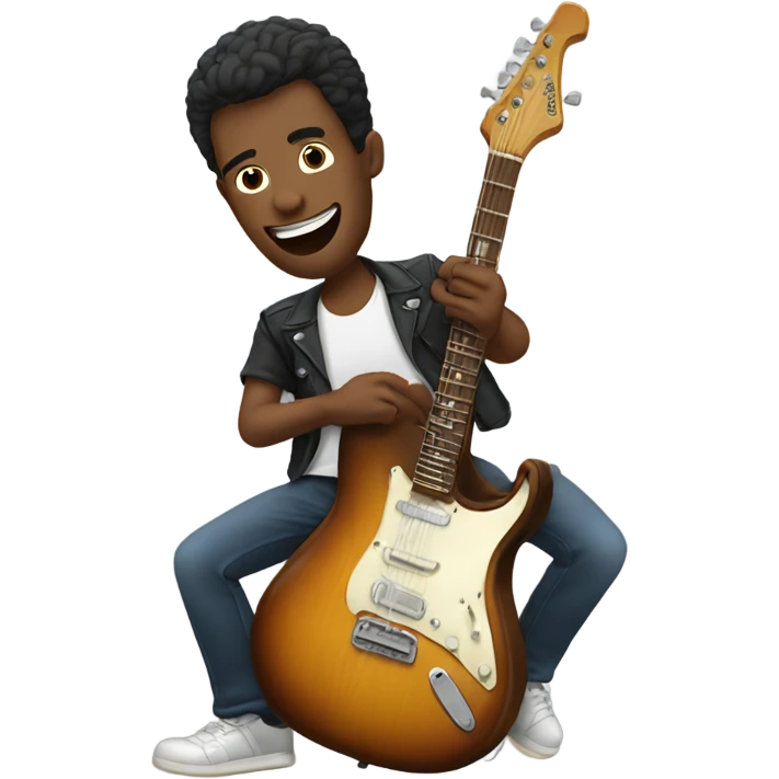 man rocking out with guit emoji