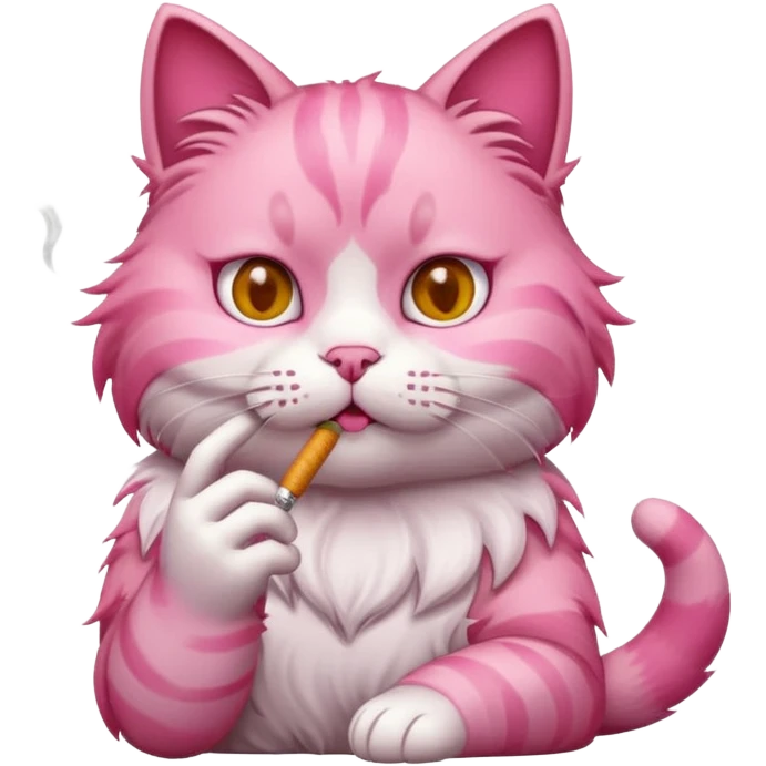 Pink cat with cigarette  emoji
