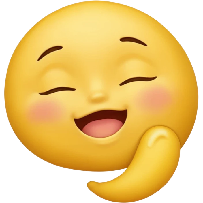 Yellow Emoji with closed eyes and biting lip, air humping full body emoji