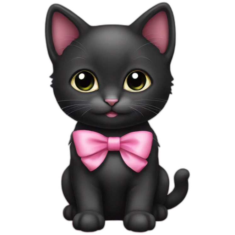 black kitten with pink bow emoji