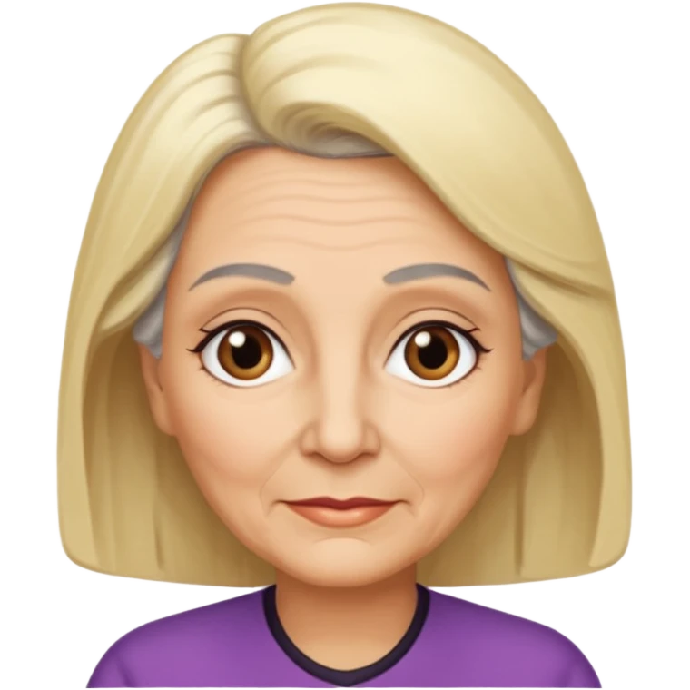 Rea emoji bionda di 70 anni occhi castani sopracciglia nere emoji