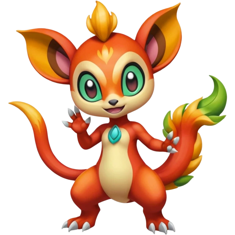 Colorful Exotic Meloetta-Chimchar-Virizion-Venom-Stitch-Fakémon-creature-hybrid emoji