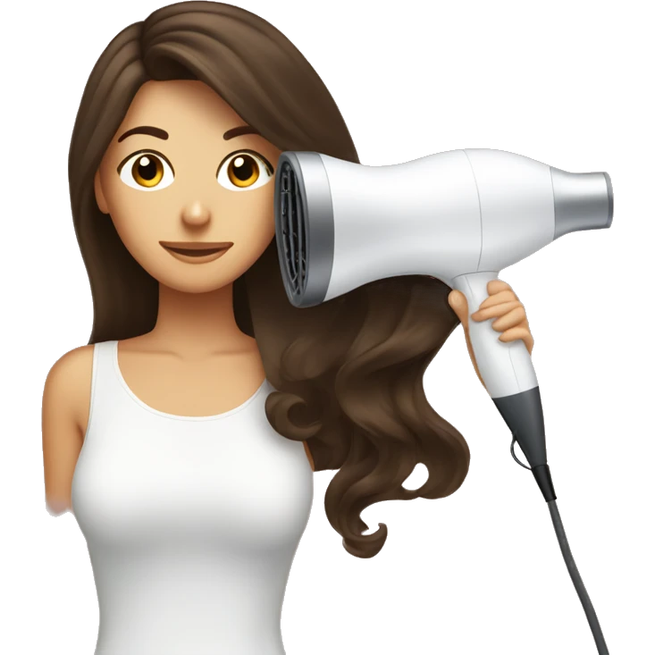 Brunette girl blow drying hair emoji