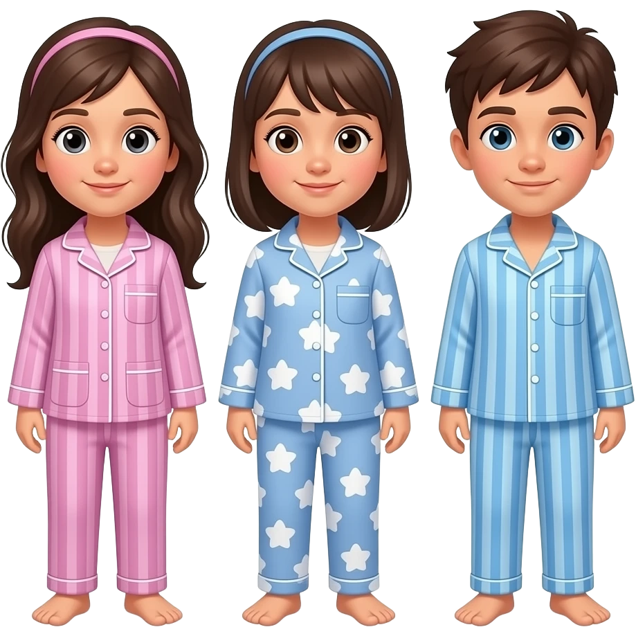 2 girls and 2 boys in pjs emoji