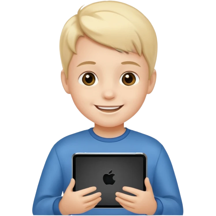 a kid is holding a Tablet  emoji
