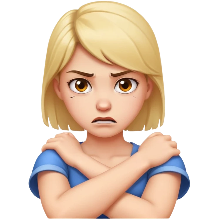  arms crossed holding neck angry girl emoji