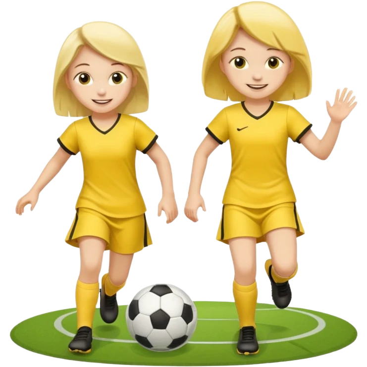 kids play soccer in yellow dress emoji