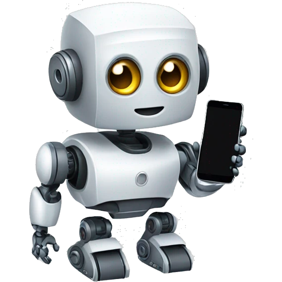Robot with a mobile phone emoji
