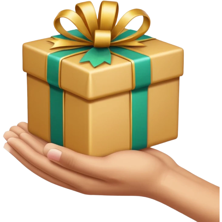 hand offering a present, apple emoji style, simple, clear, no text emoji