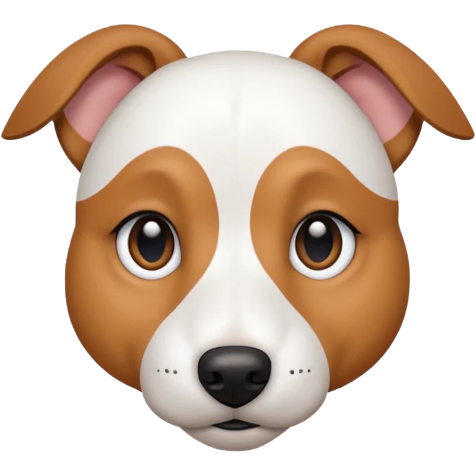 a fully white jack russell the size of a kelpie with floppy ears and a half white face emoji