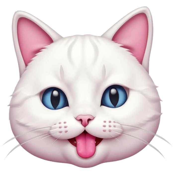 white cat with tongue out and eyes closed emoji