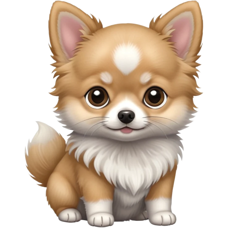 Pomeranian Chihuahua Puppy with a grey cat emoji