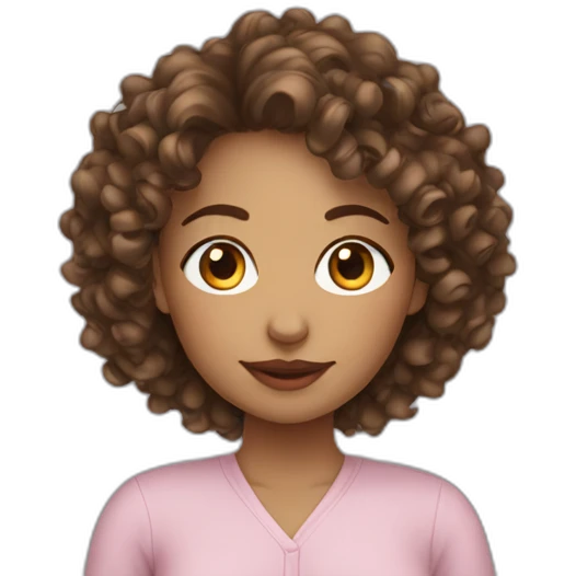Woman mixed curly prégnant emoji