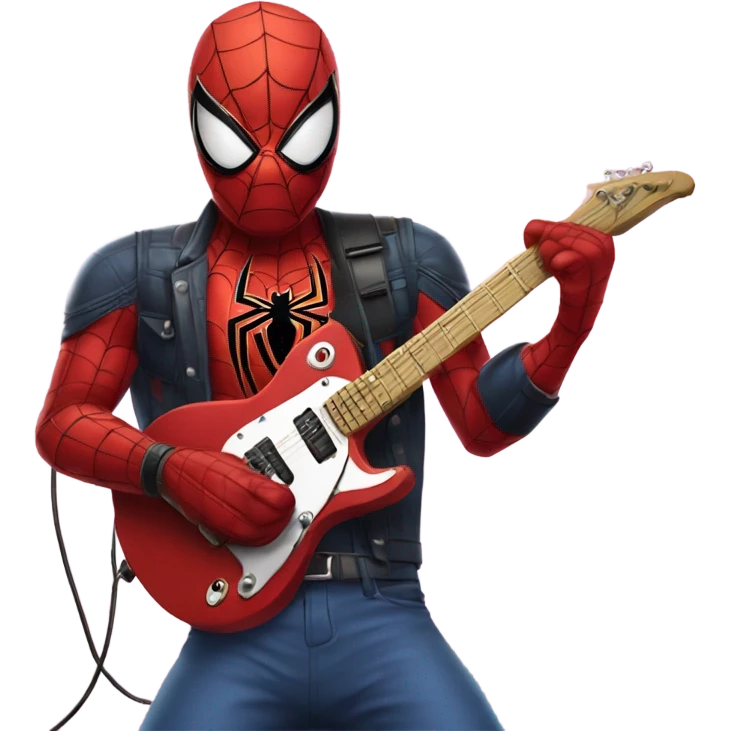 Spider-man playing electro guitar, punk emoji