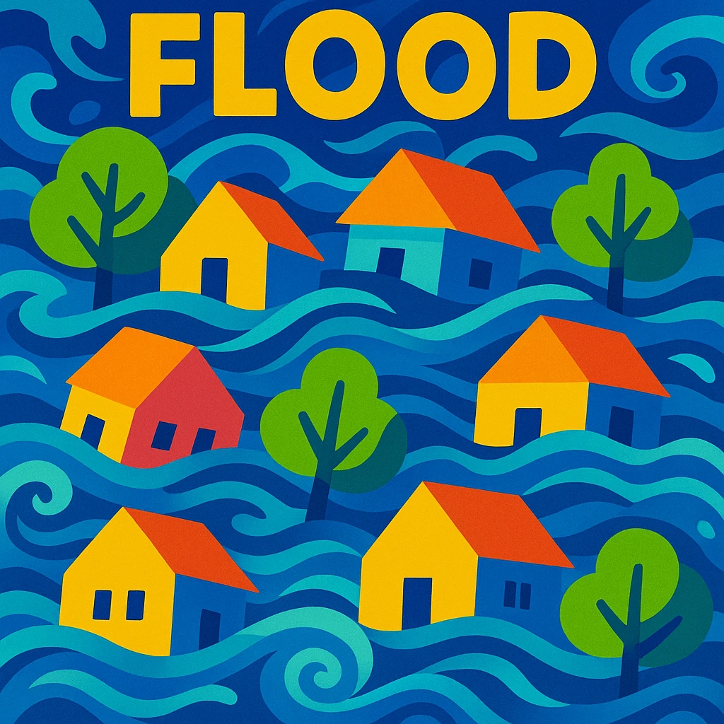 creative interpretation of flood emoji