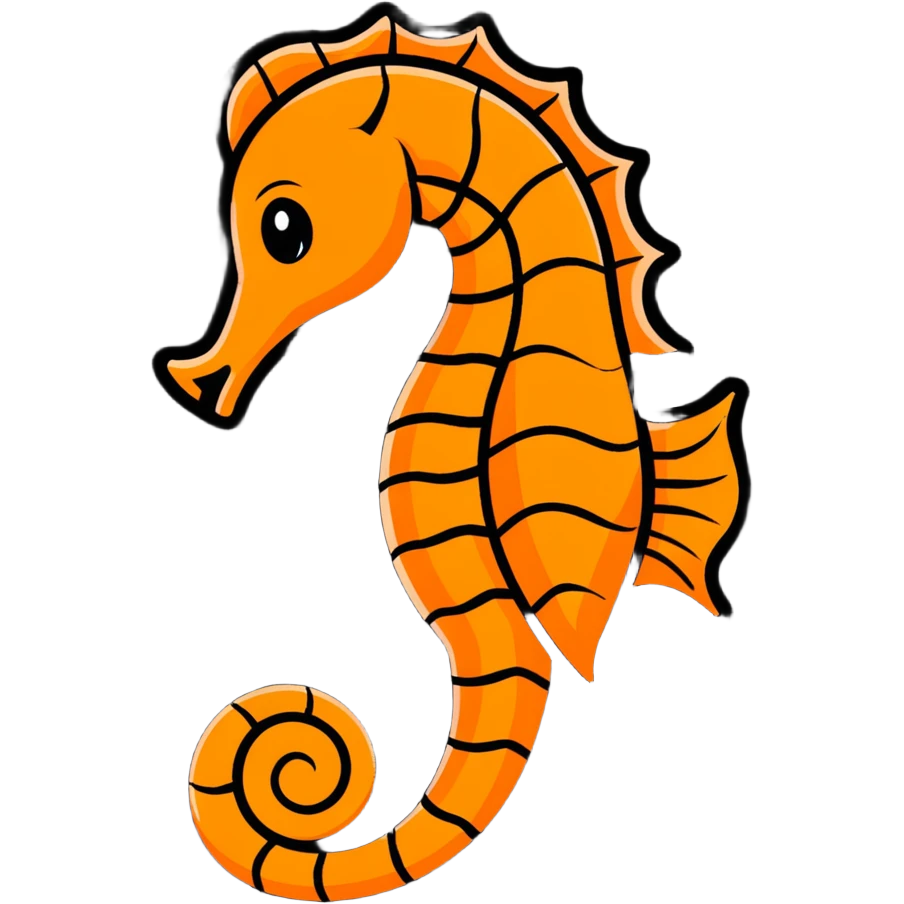 orange seahorse facing left emoji