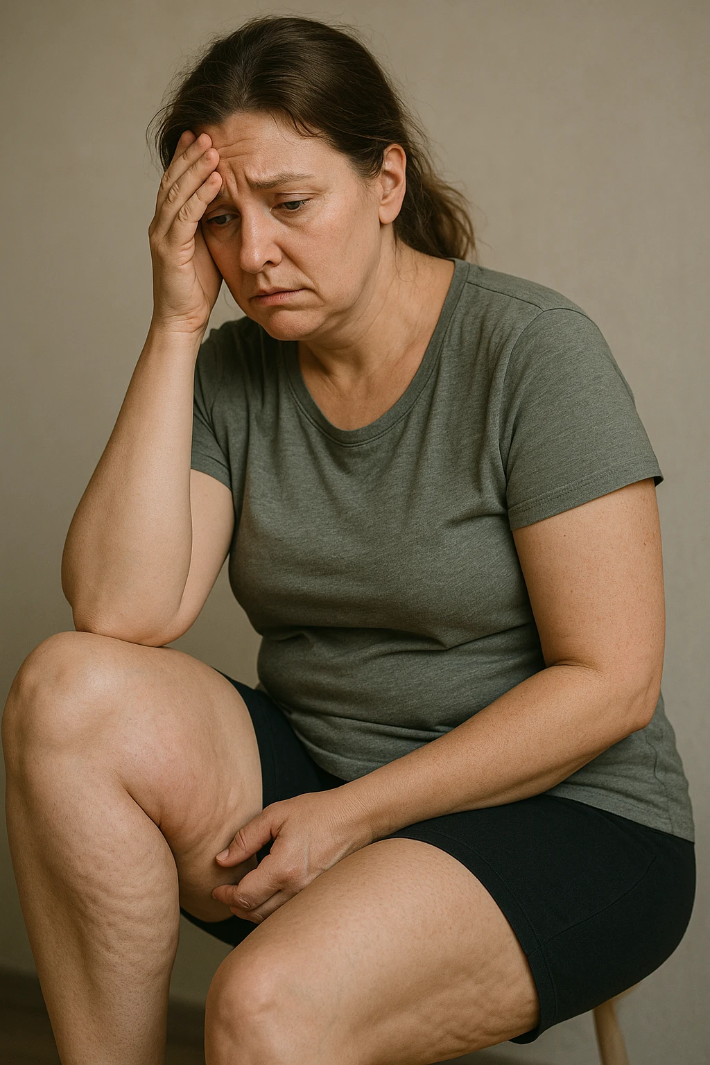 dONNA CON tanta cellulite disperata e stanca della sua condizione emoji