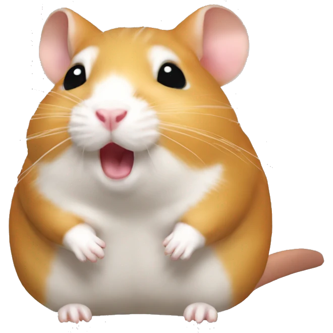 Crea un imagen de un hamster haciendo mewing emoji