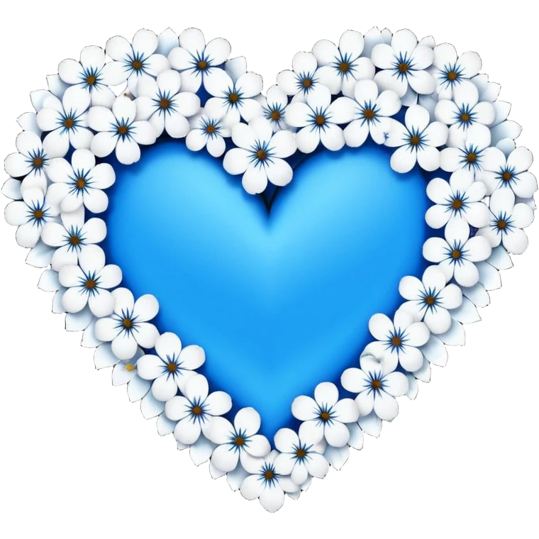 goth  sakura heart, heart made of white sakura petals with blue accents, remove background emoji