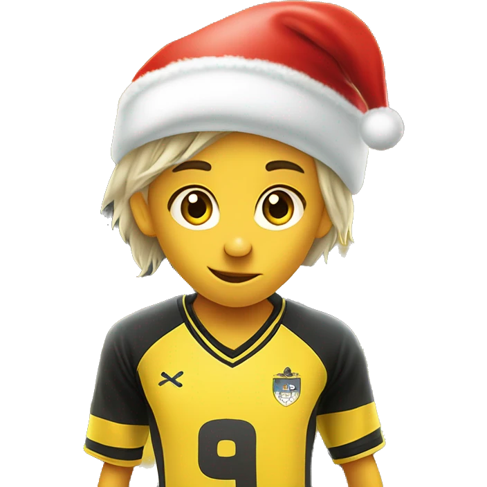 9 year old kids soccer team called the silent knights, put a soccer ball with a Santa hat on the front of the jersey. All of the kids are yellow emoji