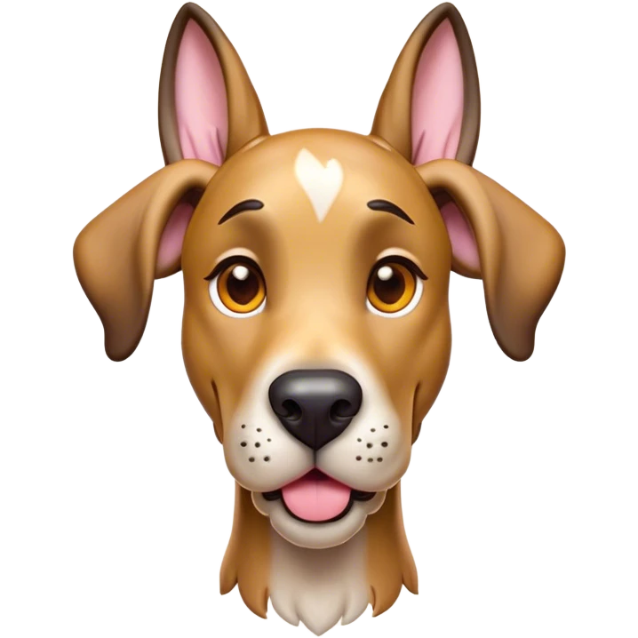 Cinematic Comical Fawn Great Dane Portrait Emoji, Head tilted dramatically with an exaggeratedly amused expression, featuring a sleek fawn Fur, wide, expressive amber eyes filled with playful disbelief, Simplified yet hilariously expressive features, highly detailed, glowing with a slightly sassy glow, high shine, dramatic yet playful, stylized with an air of cheeky mischief, bright and endearing, soft glowing outline, capturing the essence of a spirited and over-the-top guardian, so meme-worthy it feels like it could side-eye its way into internet fame instantly! emoji