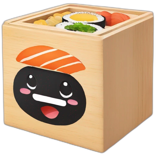 cute sushi bento wooden box emoji