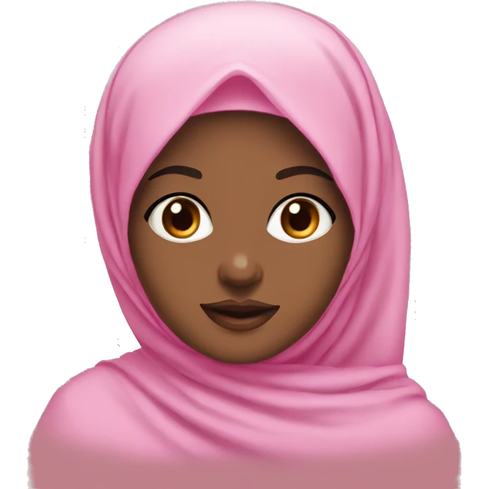 girl with brown eyes and pink lips wearing pink hijab  emoji