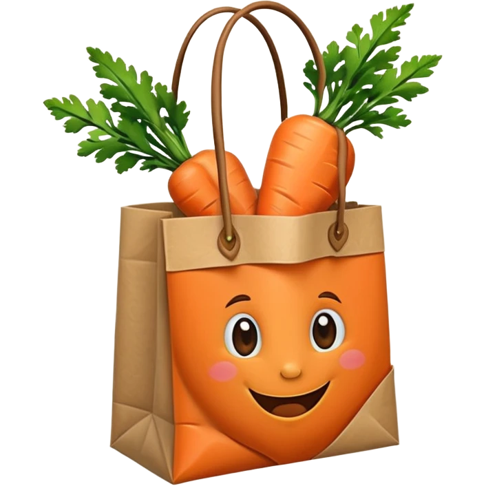 paper shopping bag with carrot. Transparent background emoji