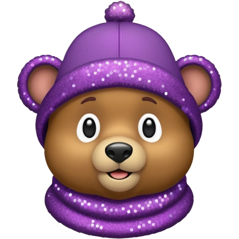Urso adulto com boné roxo com glitter emoji