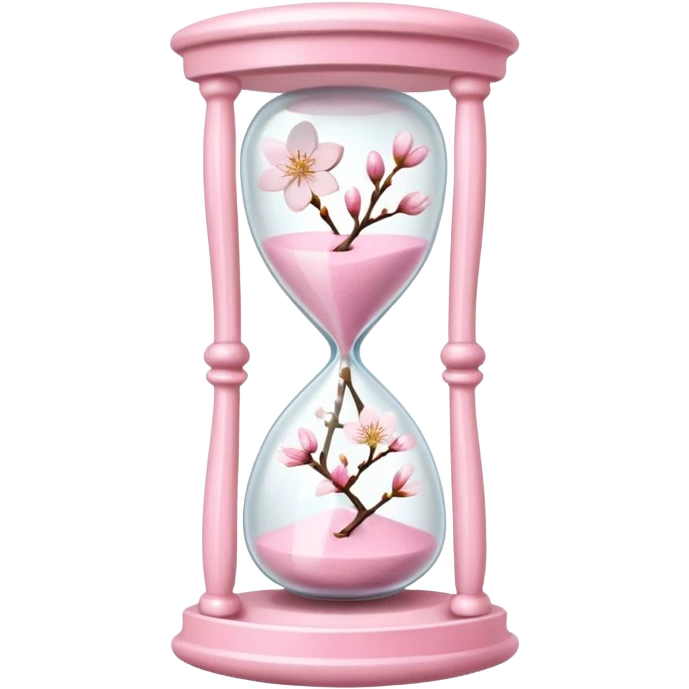 Pink pastel and white Cherry Blossom hourglass emoji
