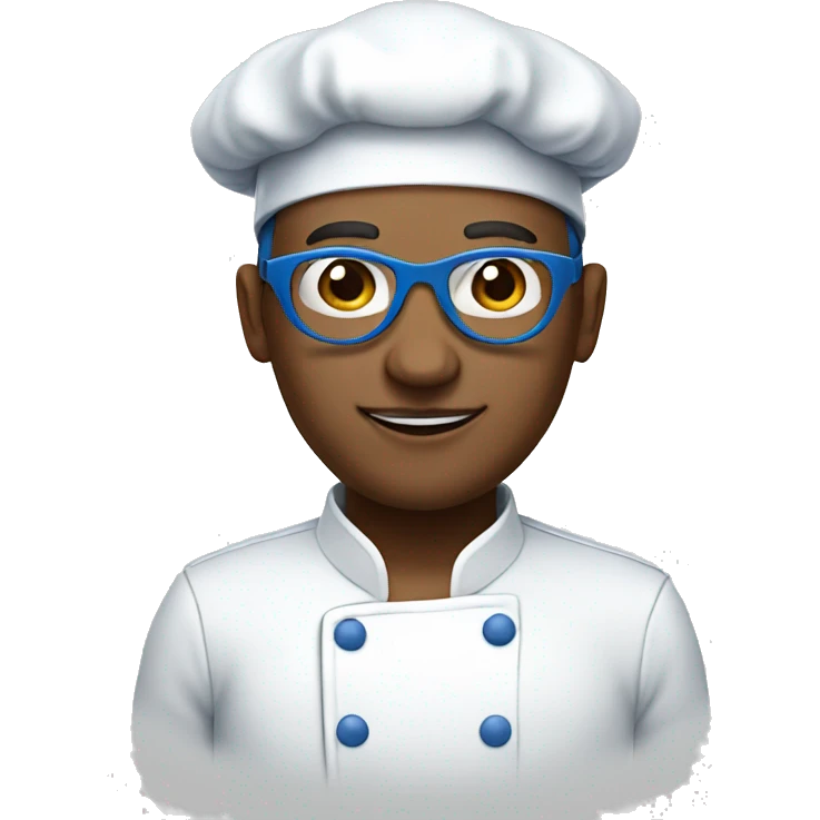 white chef wearing circle glasses and blue cap emoji