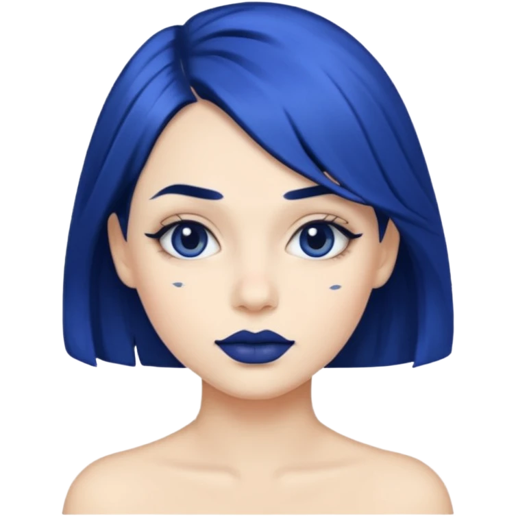 Navy blue kiss, navy hair emoji