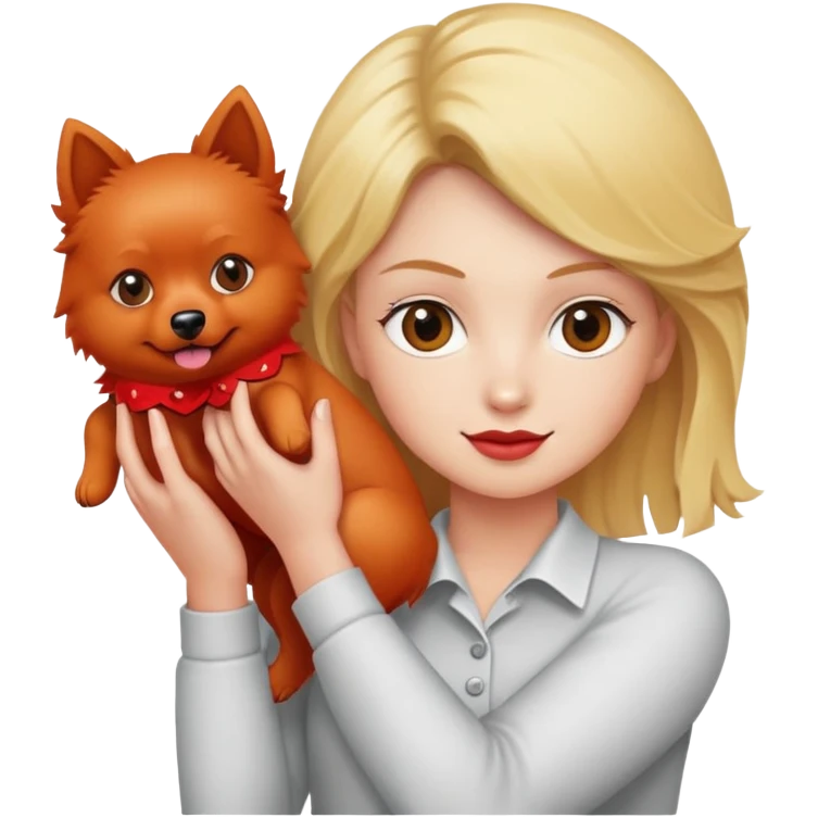 blonde with a red spitz in her hands emoji