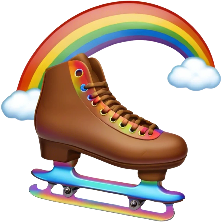 Poop emoji skating under a rainbow  emoji