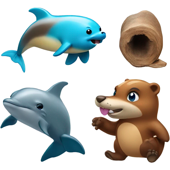 beaver and dolphin  emoji