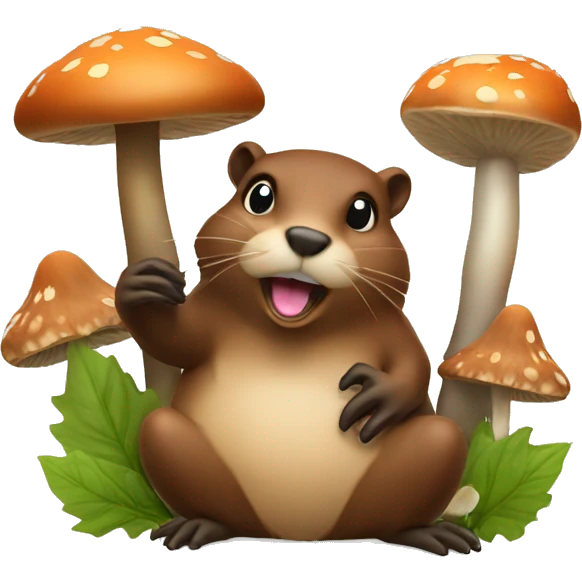 beaver and mushrooms emoji