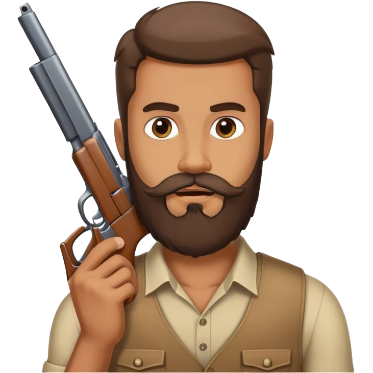Man pretending his beard is a gun emoji