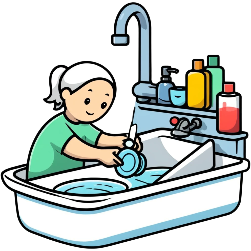 washing dishes in sink emoji